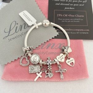 Linx Snake Chain Bracelet with Religious Mom Themed Charms